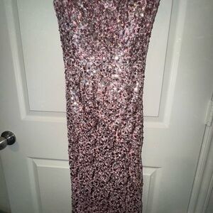Pink Sequin Strapless Dress